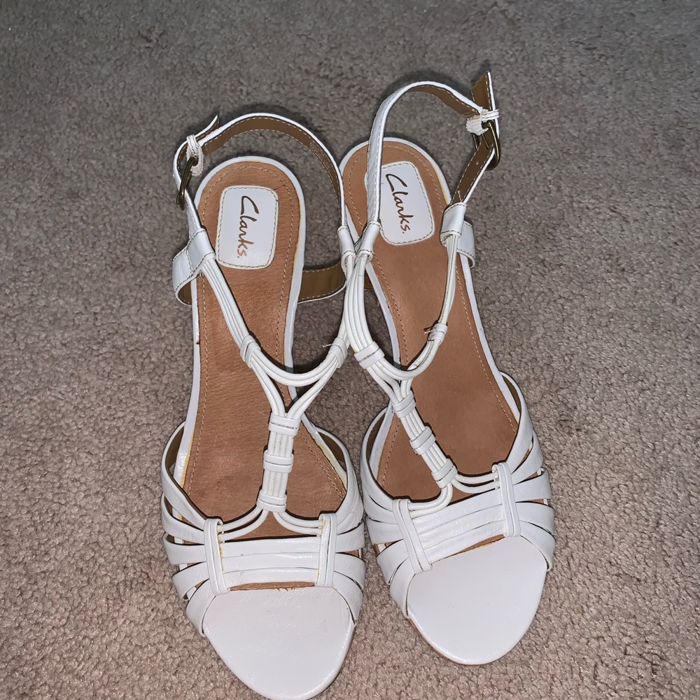 Clarks white womens wedge sandal